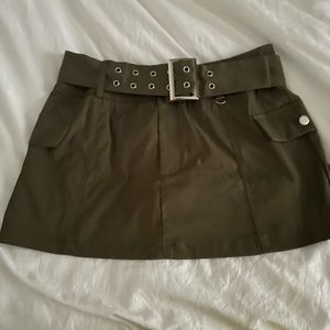Green mini skirt